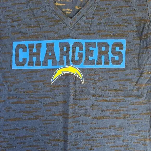NFL Team Apparel Chargers Blue Black Sheer Burnout T-shirt size Small - Picture 2 of 6